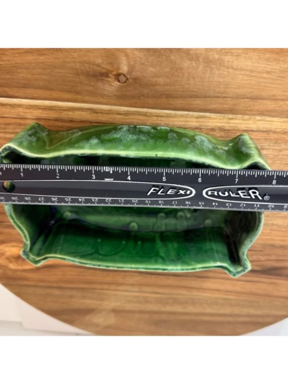 Vintage USA Green Glazed Ceramic Planter Scalloped Pottery Rectangular UPCO 295